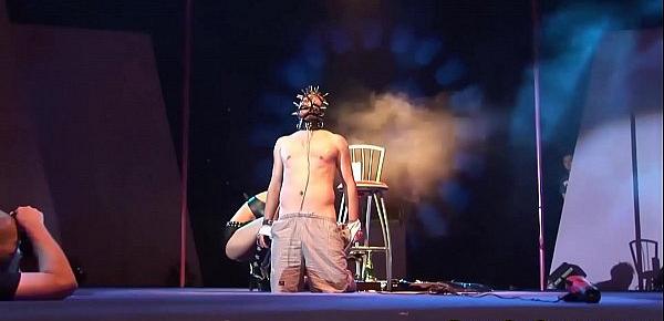  extreme needle fetish on public stage